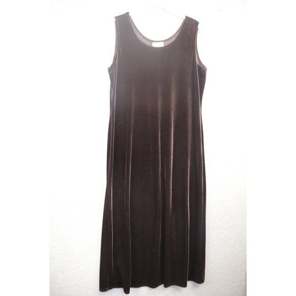 Coldwater Creek Vtg. Brown Velvet Sleeveless Maxi Dress-Medium/Petite-Whimsigoth - Picture 1 of 10